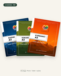 All A2 Set – three e-book covers, Kurmancî, Soranî and Badinî A2 (English edition, PDF)