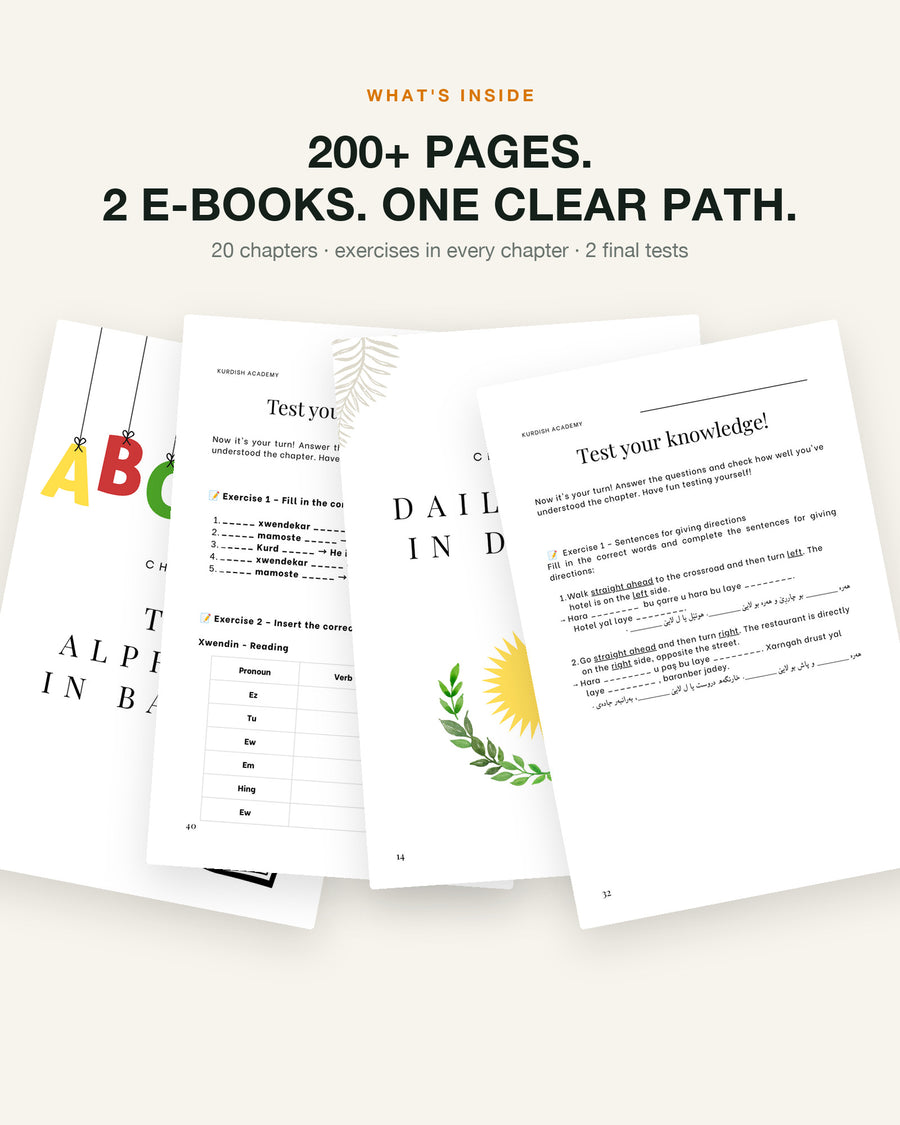 Badinî A1 & A2 bundle – what's inside: inside pages, chapters and exercises