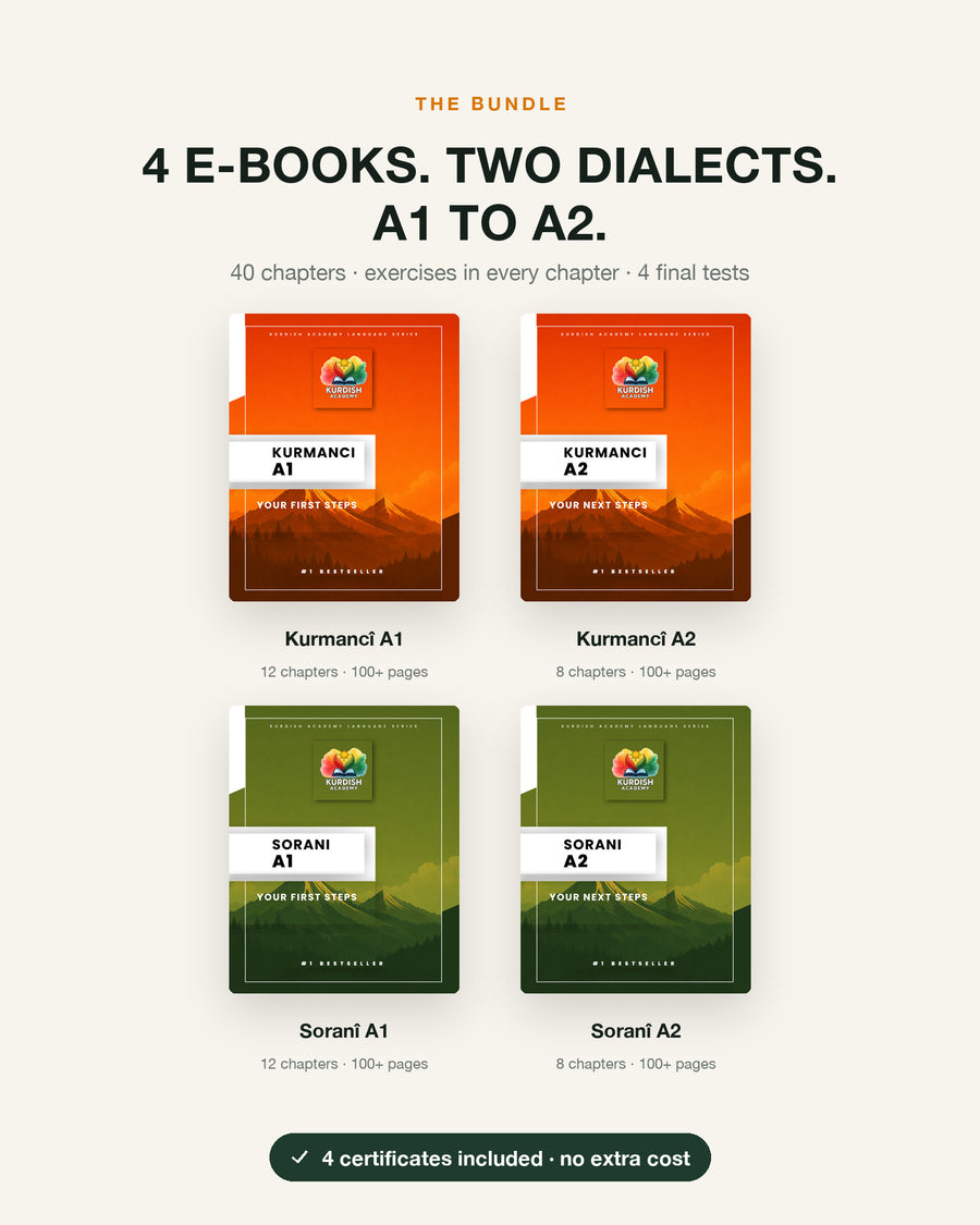 Kurdish Master Bundle – what's inside: all e-books of the bundle, chapters and pages per book