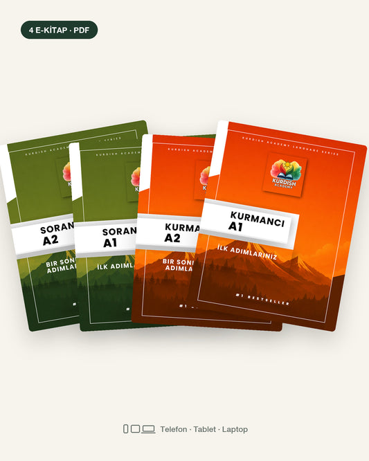 Kürtçe Master Paketi – dört e-kitap kapağı (Türkçe baskı, PDF)