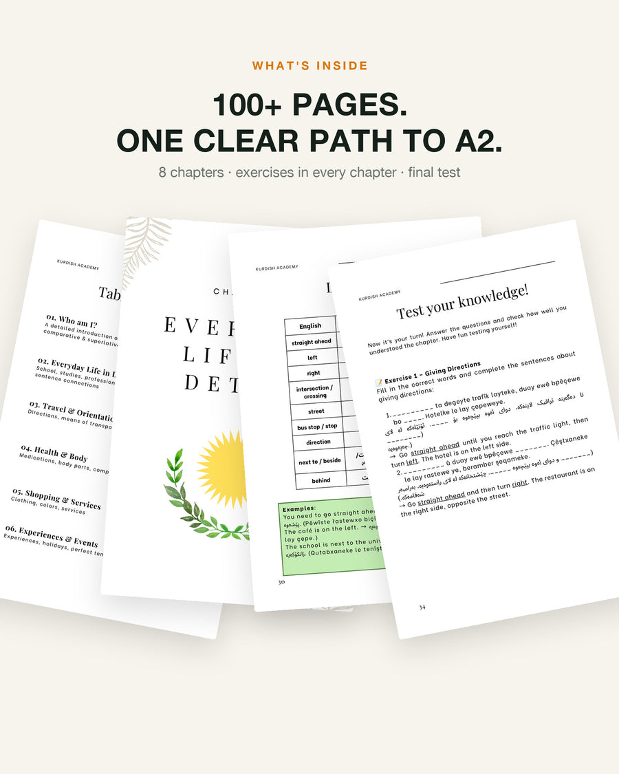 Soranî A2 – what's inside: inside pages, chapters and exercises