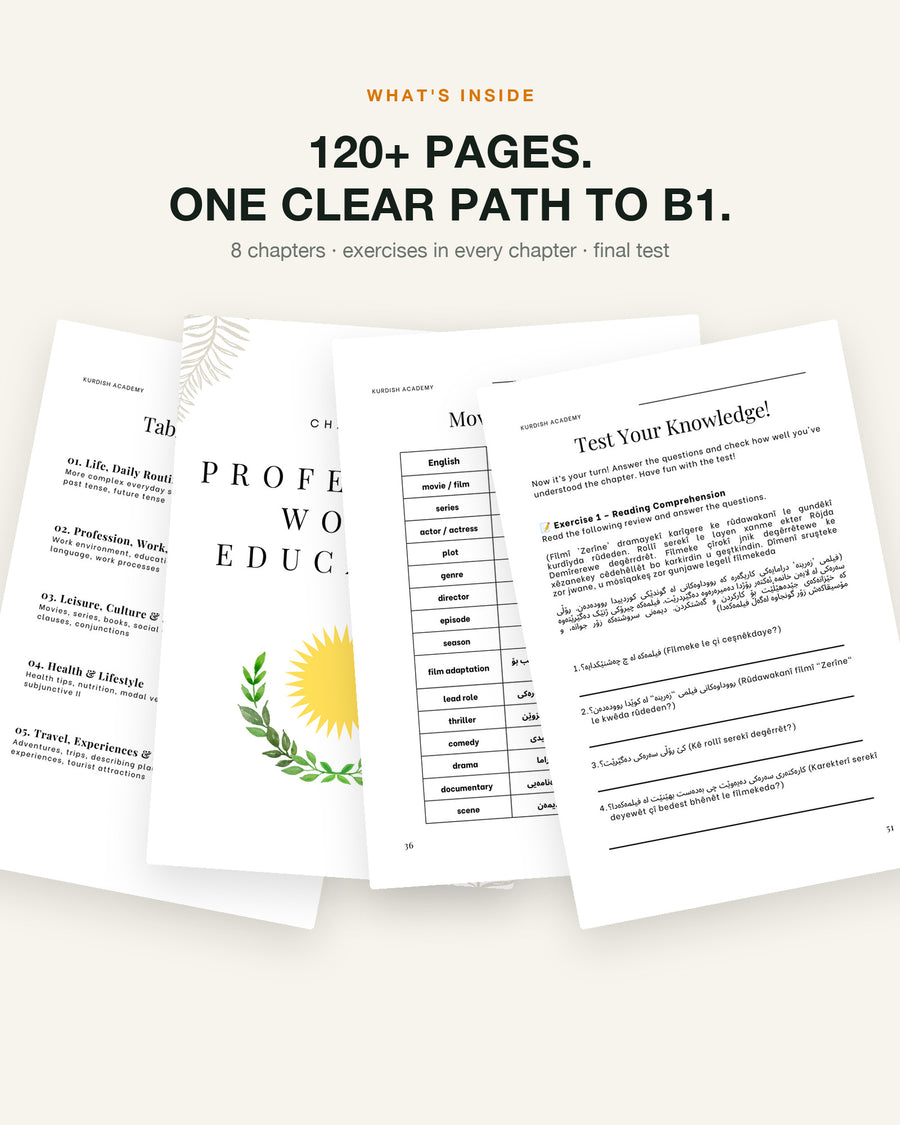 Soranî B1 – what's inside: inside pages, chapters and exercises