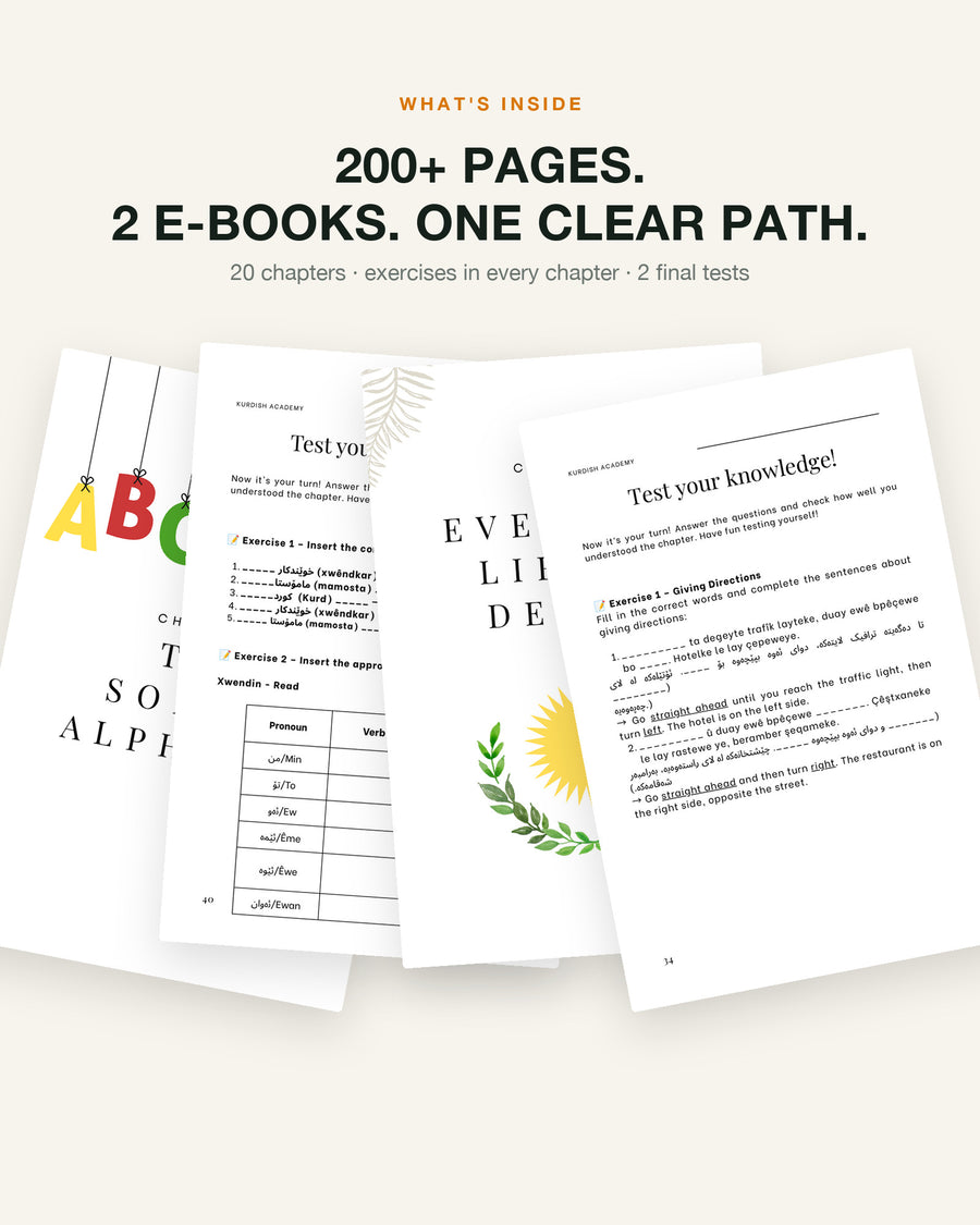 Soranî A1 & A2 bundle – what's inside: inside pages, chapters and exercises